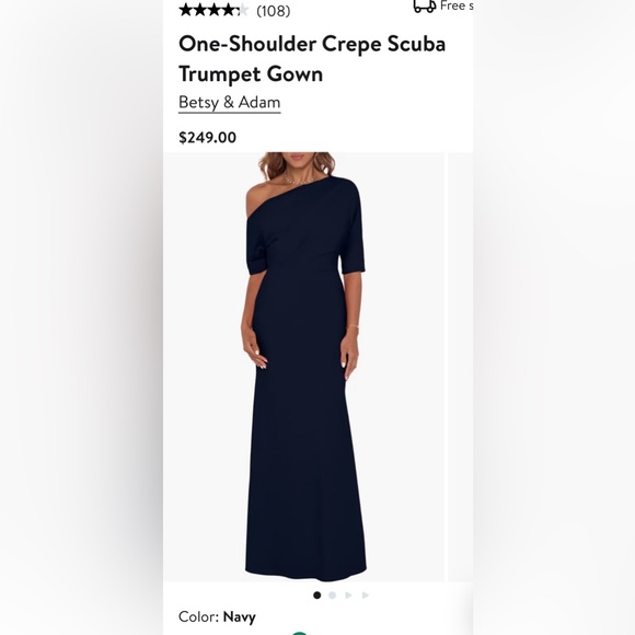 Betsy & Adam One Shoulder Trumpet Gown - Picture 1 of 4
